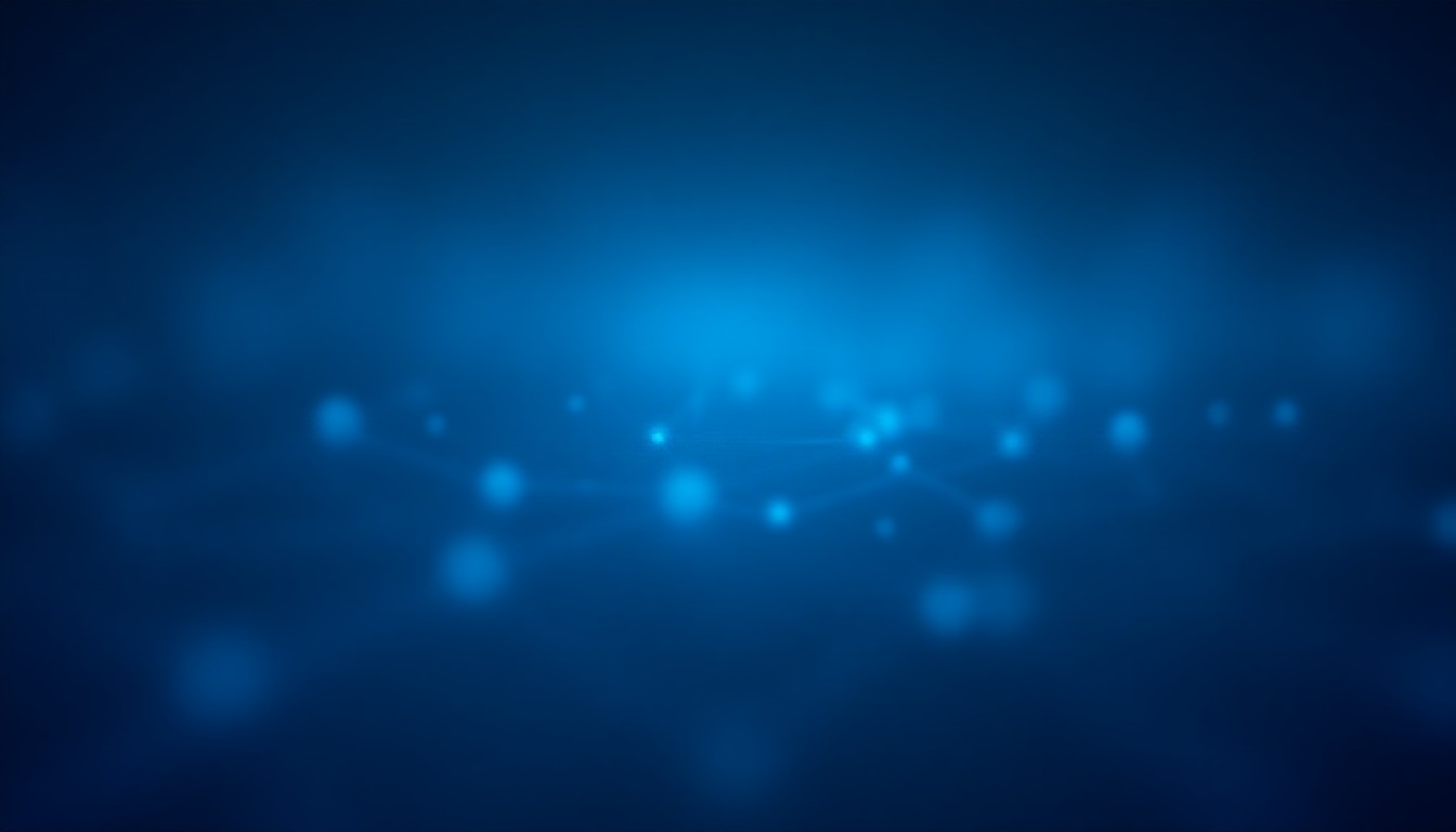 An abstract network of interconnected nodes glowing softly in dark blue and silver, suggesting data flow and artificial intelligence without literal shapes or text