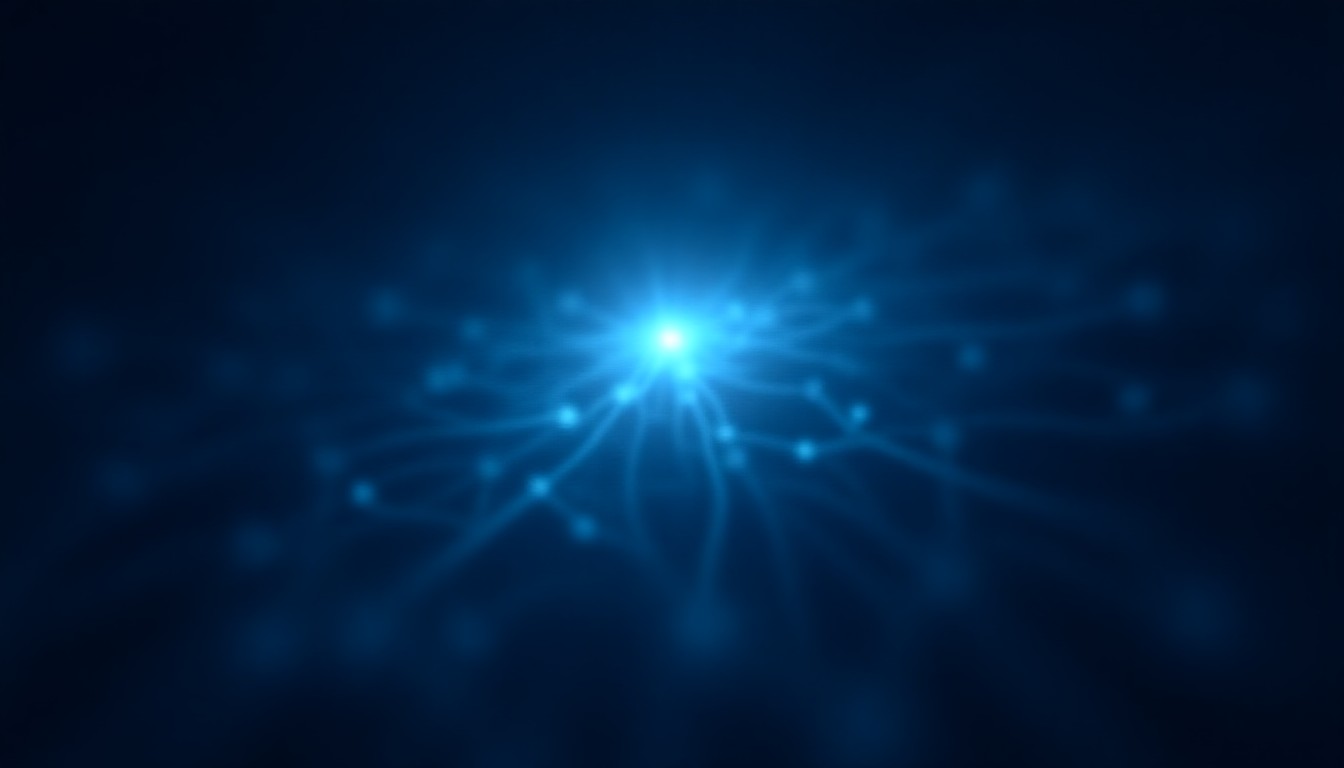 abstract data streams converging on a glowing central node