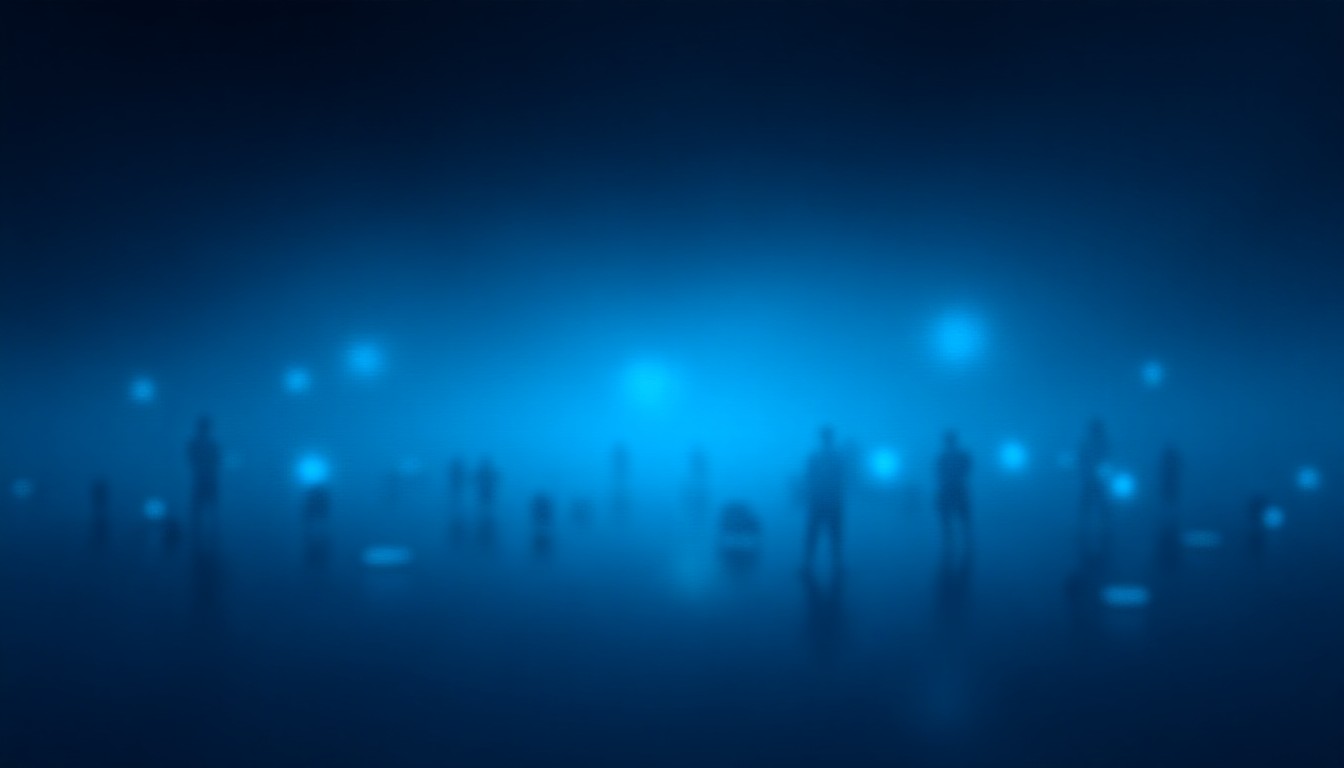 Abstract digital landscape with AI and robots
