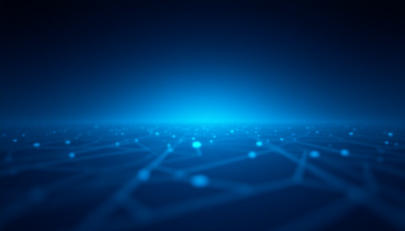 abstract network of glowing circuit lines merging into a starry sky