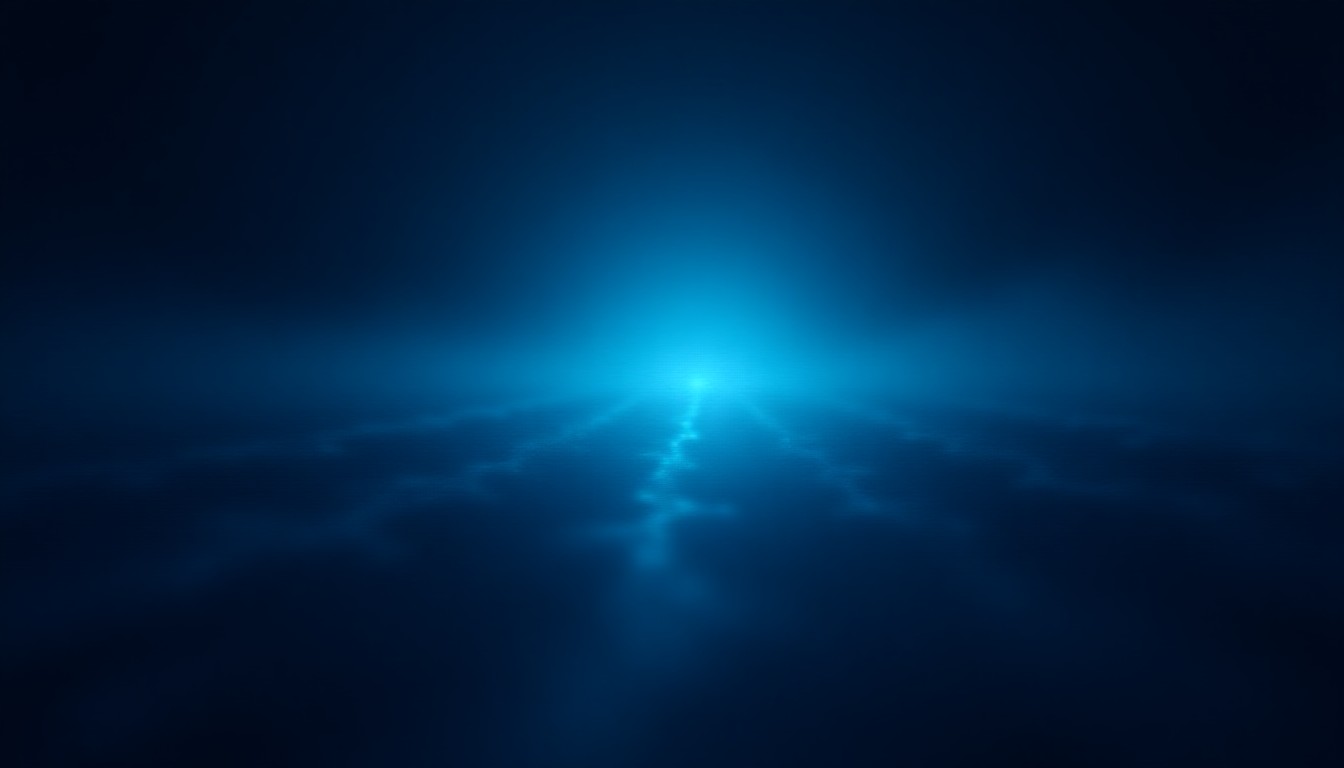 Abstract glowing neural network threads splitting into light and dark halves over a circuit board landscape