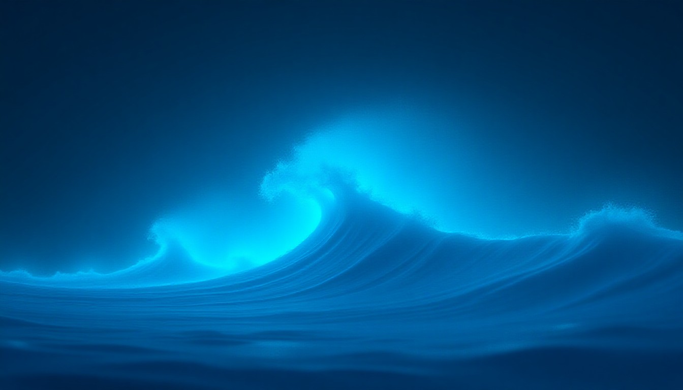 A digital wave crashing against a ship's hull
