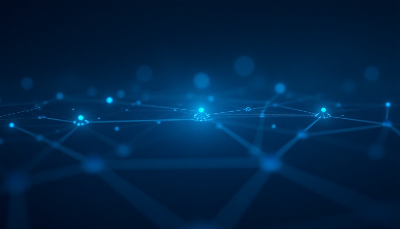 Abstract network nodes pulsing with warning colors alongside geometric proof symbols and weather pattern visualizations