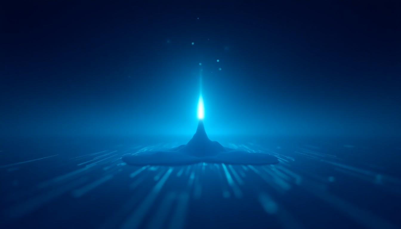 Circuit patterns blending into a rocket silhouette under stars