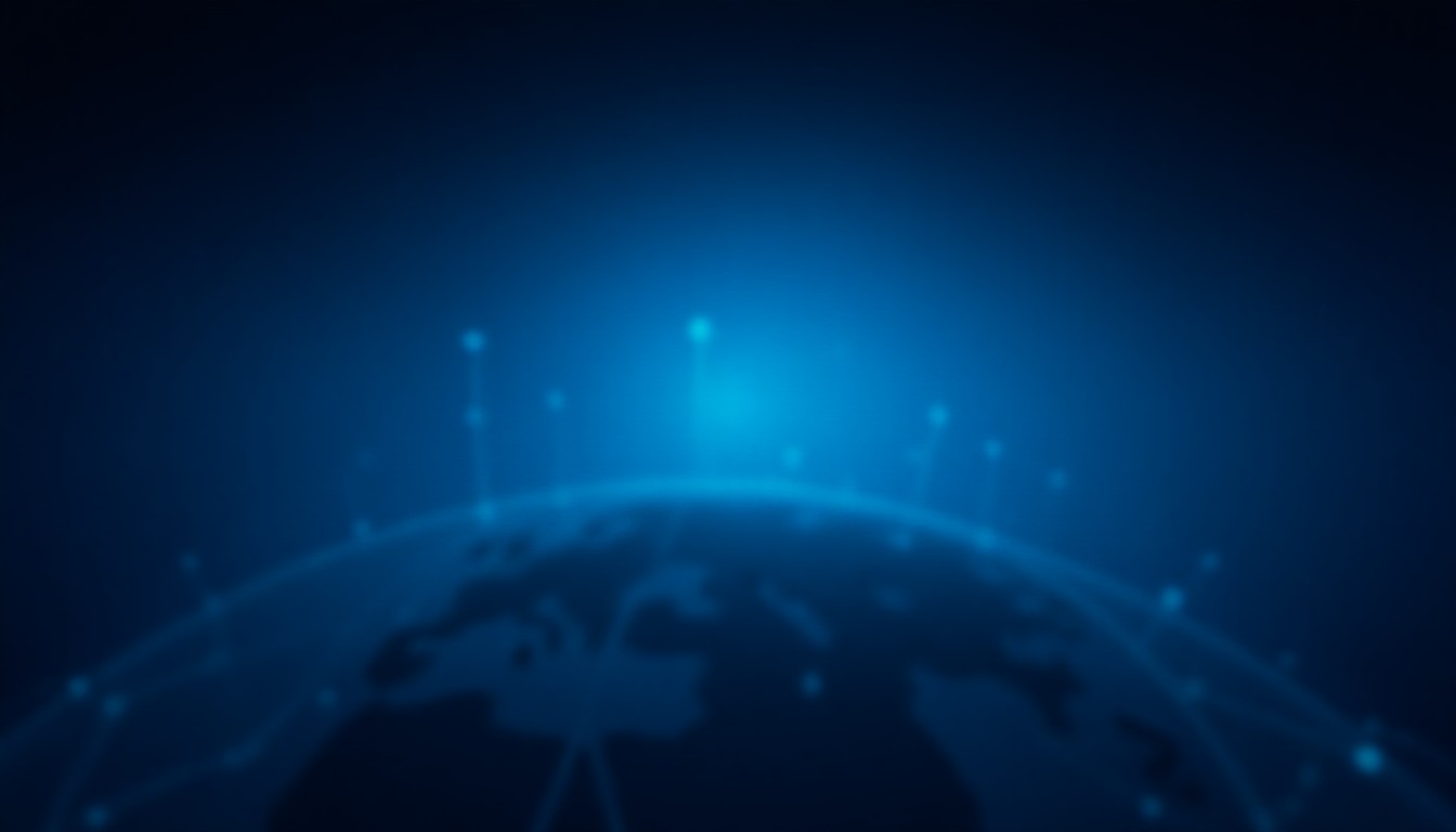 abstract network of glowing circuits and data streams over a stylized globe