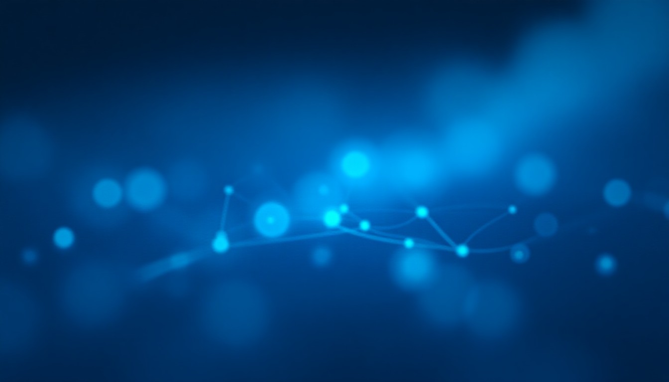 Abstract network of glowing nodes connecting consumer devices, security shields, and silicon wafers under a rising price curve