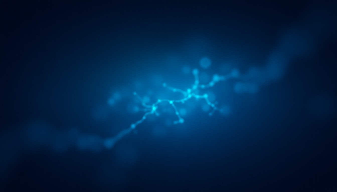 abstract swirl of digital code, memory chips, and satellite silhouettes against a dark background
