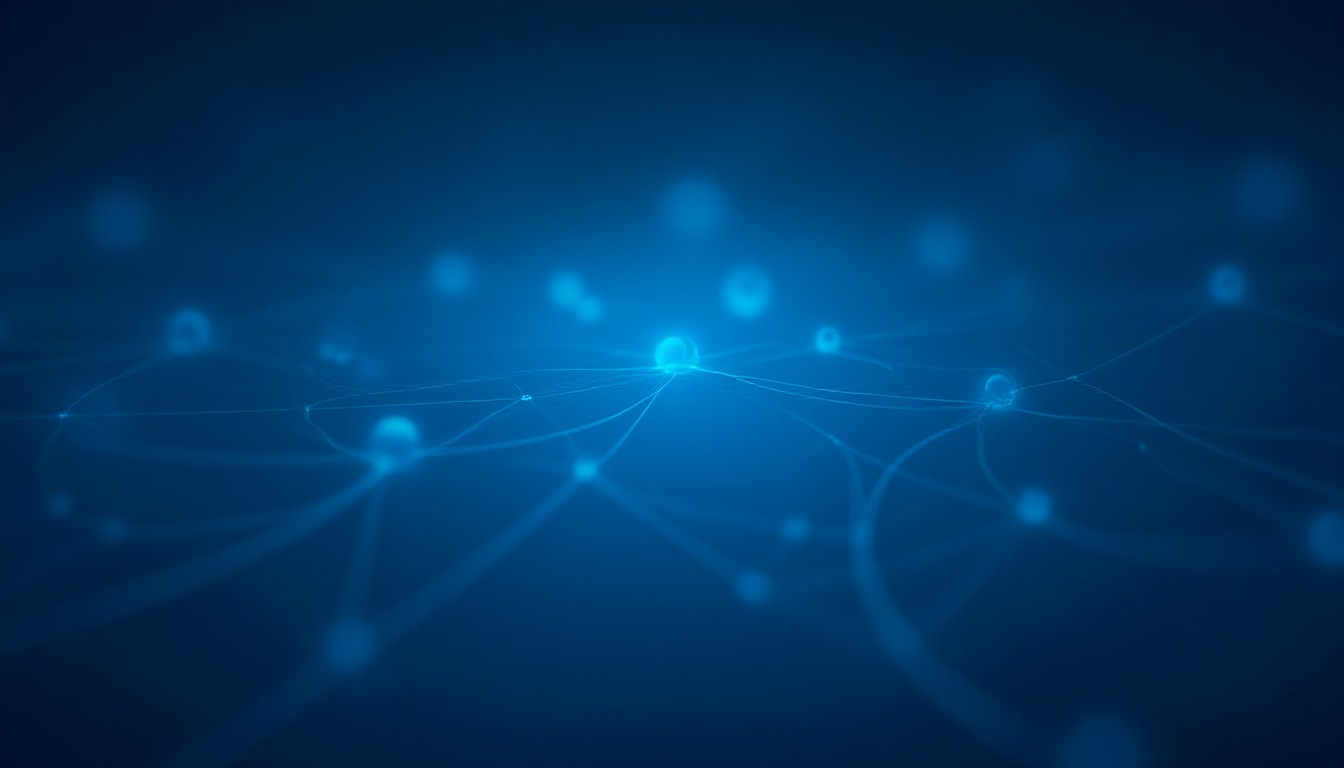 Abstract circuit patterns merging with neural network nodes, glowing data flows