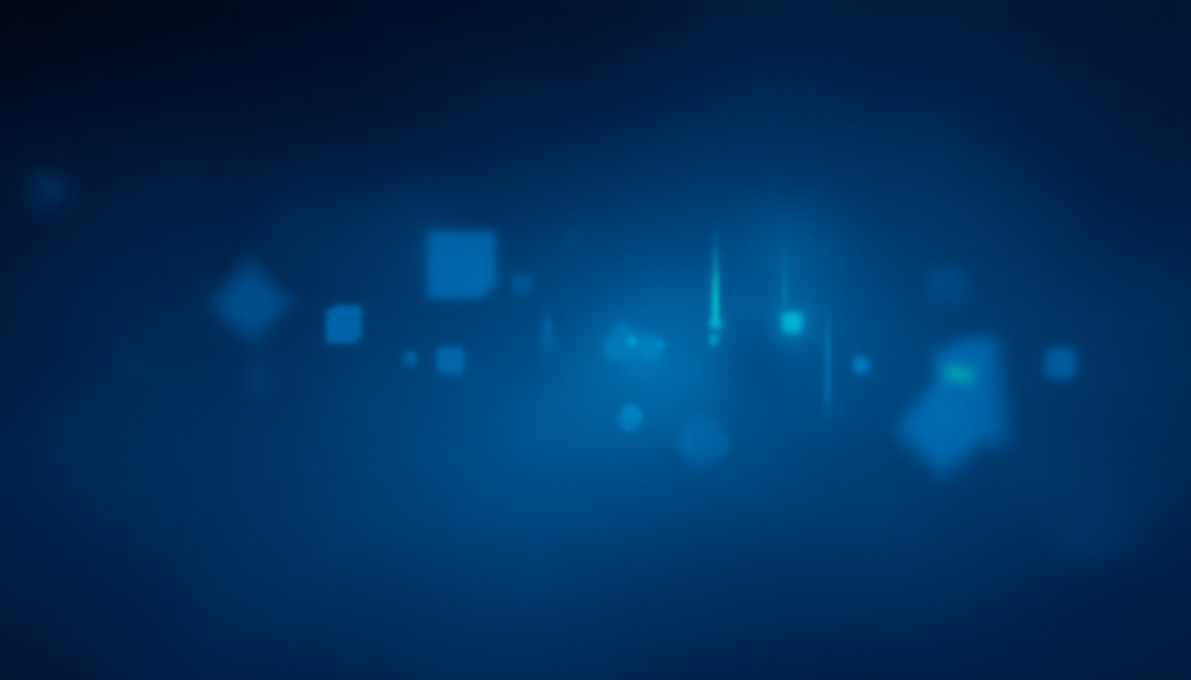 Floating geometric shapes representing robots rockets and data streams